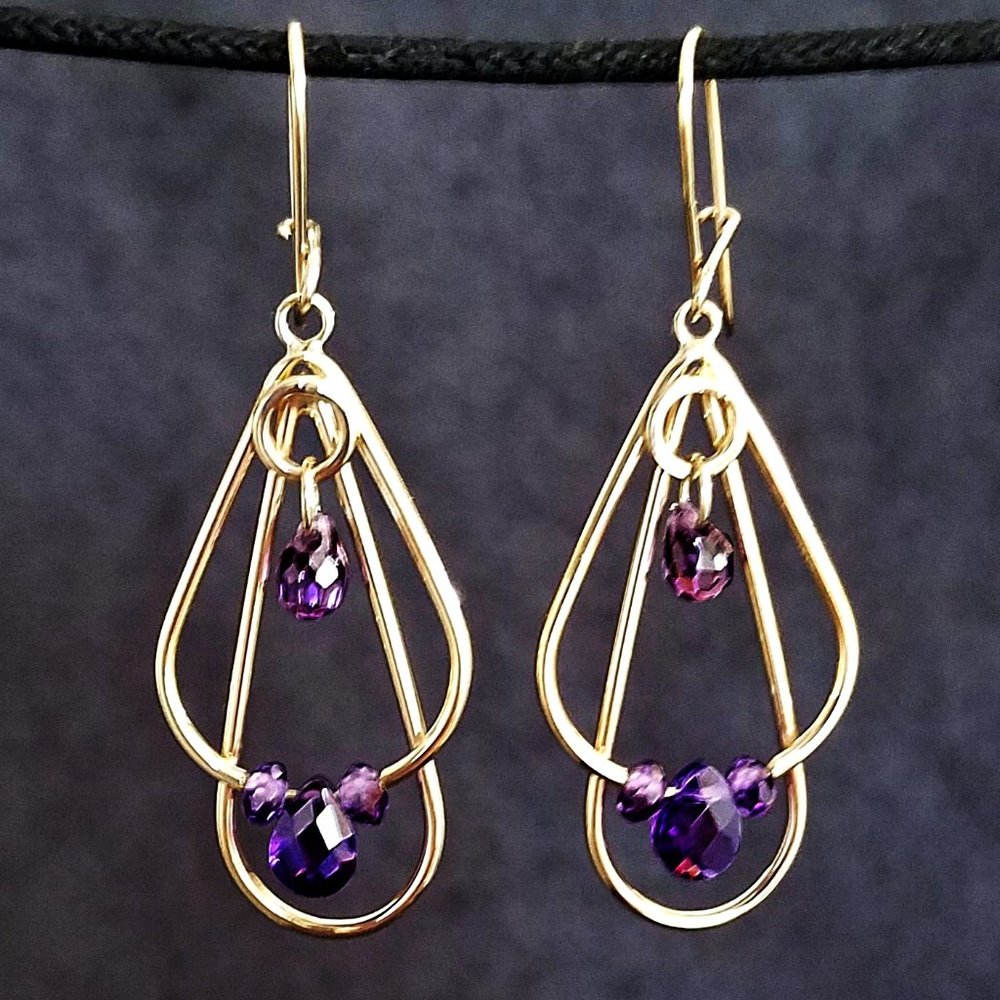 NEW 14K Gold Filled Faceted Amethyst Drop Earrings